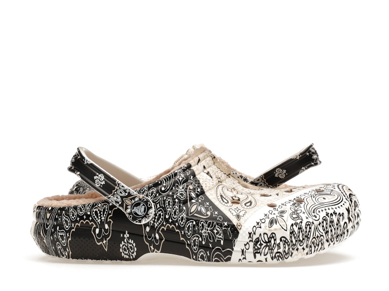 crocs classic fleece lined clog bandana black white chai – Crocs Clogs Collection for All-Day Comfort